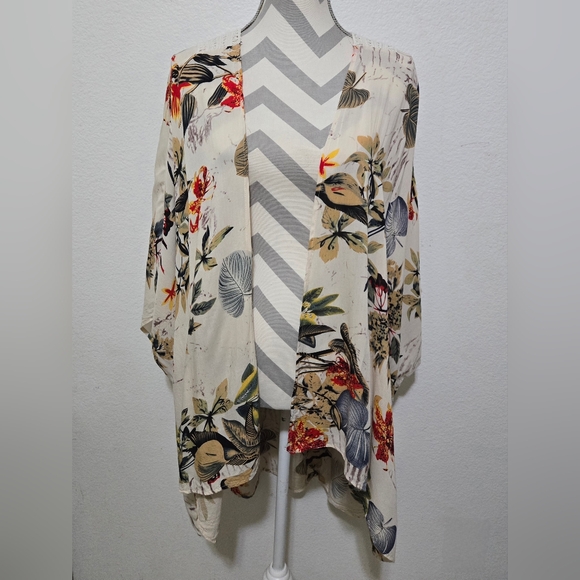 Rachel Zoe Tropical Print Crochet Lace Kimono Swim Coverup - Picture 7 of 10